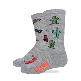 Wrangler Youth Boys Girls Western Pattern Boot Socks 2 Pair Pack (US, Alpha, Small, Regular, Grey)
