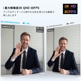 AIRHUG WEB Camera, 2K No Microphone, HD Webcam, 5 Megapixels, 30 FPS, 78° Wide Angle, Automatic Light Correction, Plug and Play, Prevents Voyeurism, Privacy Shutter, Protects Privacy, Clip/Stand, Easy