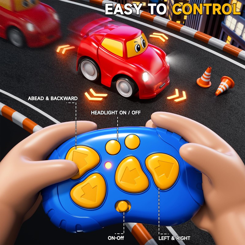 DULONIME Remote Control Car 2 Year Old, 2-Pack Toddler RC