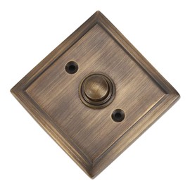 A29 Polished Lacquered Brass Wired Doorbell Button – 2 1/2" x 2 1/2" – Antique Style Push Button in Brass with Recess Mount – Classic Design, Easy Installation, Compatible with Two-Wire Systems