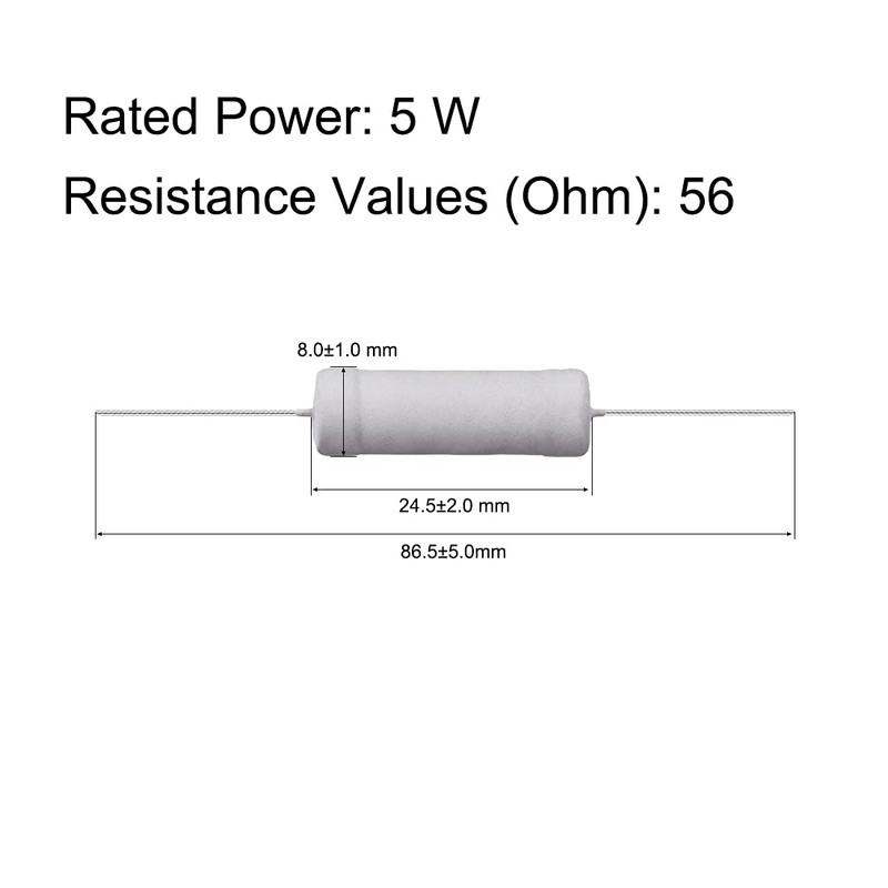 sourcing map Metal Oxide Film Resistor 5 Watt Axial Cable