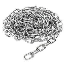 WOPPLXY 19.6ft (6 m) Length Galvanized Steel Chain, 0.23 Inch(6 mm) Heavy Duty Coil Chain, Stainless Steel Link Chain for Home Outdoor Fence Gate, Garage Doors, Swing Chain, Bicycle Security Lock