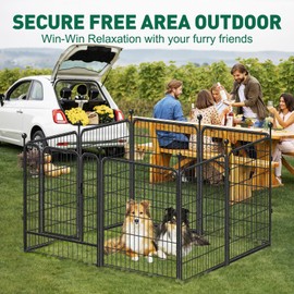 Dog Playpen Outdoor, 8 Panels 40" High Heavy Duty Metal Dog Pen, Pet Fence for Large/Medium/Small Dogs, with Doors Foldable Metal Dog playpen Exercise Pen for RV, Camping, Yard
