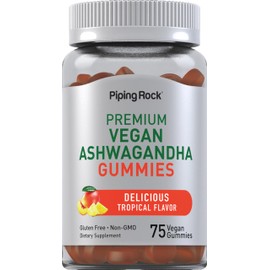 Piping Rock Ashwagandha Gummies Supplement | 75 Count | for Women and Men | Tropical Flavor | Vegan Formula | Non-GMO, Gluten Free