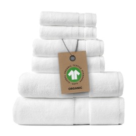 100% Organic Zero-Twist Cotton Towels - G0TS Certified Luxury Bath Towels - Ultra Soft & Plush 700GSM Long-Staple Cotton - 6 Piece Towel Set (White)