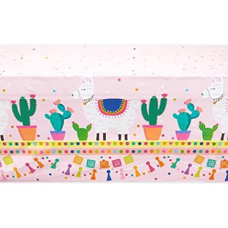 Sparkle and Bash Plastic Tablecloth, Llama Birthday Party Supplies (54