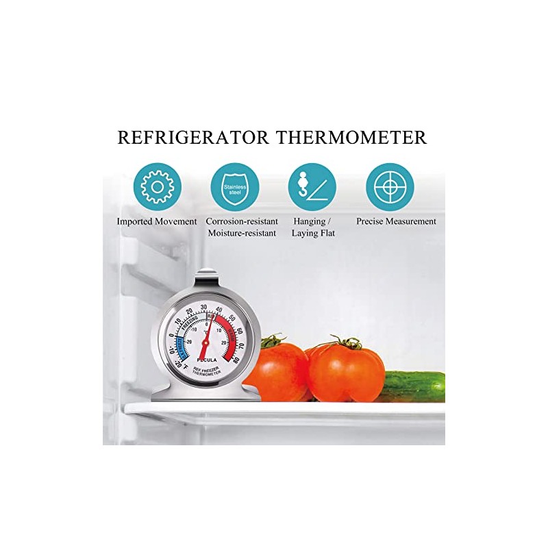 ALIMOTA Termómetro para Refrigerador，Set de 3，Acero Inoxidable (-20 a 80