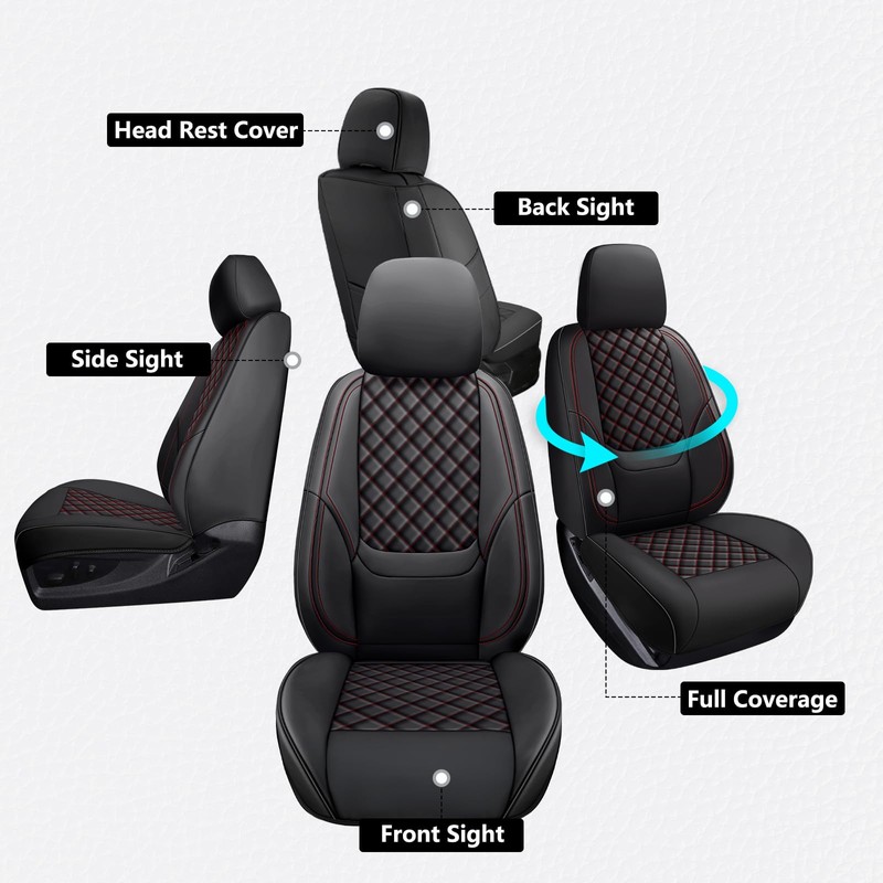 Wrangler Seat Covers 2018-2026 Front Pair, Waterproof Leather Interior Sets