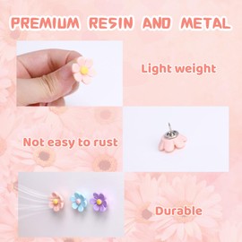 Flower Push Pins Box of 30, 10 Color Floral Pattern Ideal for Push Pins, Precise Push Pins, Versatile Drawing Pins for Bulletin Board, Cork Board, Photo Wall, Office (Ten Colors)