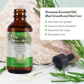 Rosemary Oil Hair Growth 60 ml with Derma Roller 0.5 mm, 100% Pure Rosemary Oil for Hair, Eyelashes, Eyebrows, Face, Skin Care, Body Massage, Nourishes the Scalp, Improves Blood Circulation