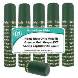 Home Brew Ohio Green With Gold Grapes PVC Shrink Capsules 100 count