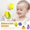 5pcs Bath Sponges for Kids,Soft Safe Vegetable Shapesbaby Sponges for