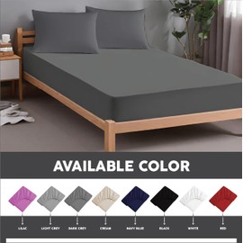 Apex Furnishings Fitted Sheet Single, Charcoal - Brushed Microfiber Plain Dyed Bedding Sheet Deep Pocket 10 Inch (25cm) Elasticated Corner, Easy Care, Soft Bottom Bed Sheets.