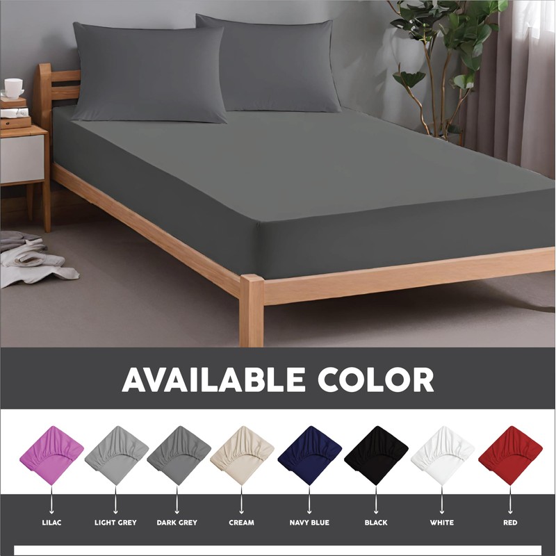 Apex Furnishings Fitted Sheet Single, Charcoal - Brushed Microfiber Plain