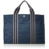 [EXAS] Horizontal Line Pattern Tote Bag (Medium), navy