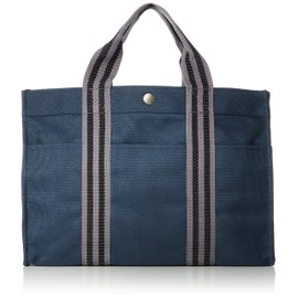 [EXAS] Horizontal Line Pattern Tote Bag (Medium), navy
