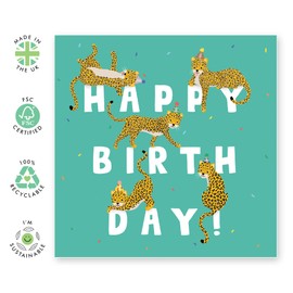 Central 23 Birthday Cards for Kids - Daughter Birthday Cards - ' Happy Birthday Letters Leopard ' - For Boys and Girls - For Son or Daughter - Comes with Fun Stickers