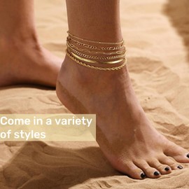 6 PCS Anklets for Women Gold,Gold Anklets,Gold Plated Ank/let Bracelets for Wome/n Waterproof,Ank/lets for Wom/en,Gold-Plated A/nklets,An/kle Chains,Link Chain Ankl/ets Set,Ankl/e Bracelets for Wo/men