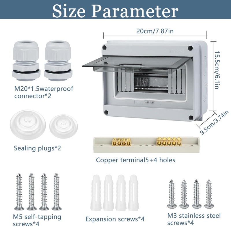 pangdapengpeng HT-8 Way IP65 Fuse Box Surface-Mounted, Sub-Distribution Surface-Mounted Distributor