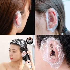 LEISURE CLUB Ear Caps, 100 Pack, Disposable Ear Cap, Ear Cover, Hair Dye, Gray Hair Dye, Perm, Cap, Ear Protection, One Size Fits Most, Unisex, Clear
