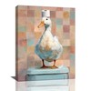 Funny Duck Bathroom Wall Art Cute Duck on Toilet Canvas