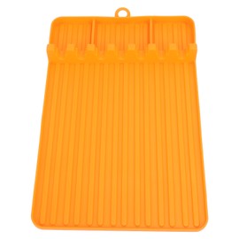 Silicone Griddle Tools Mat Heat Resistant Washable Reusable Soft Flexible Silicone Grill Side Shelf Mat for Baking Grilling Camping Orange, with Hanging Hole