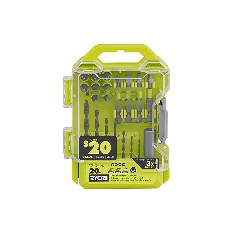 RYOBI 20 PC. Drill and Impact Drive Set