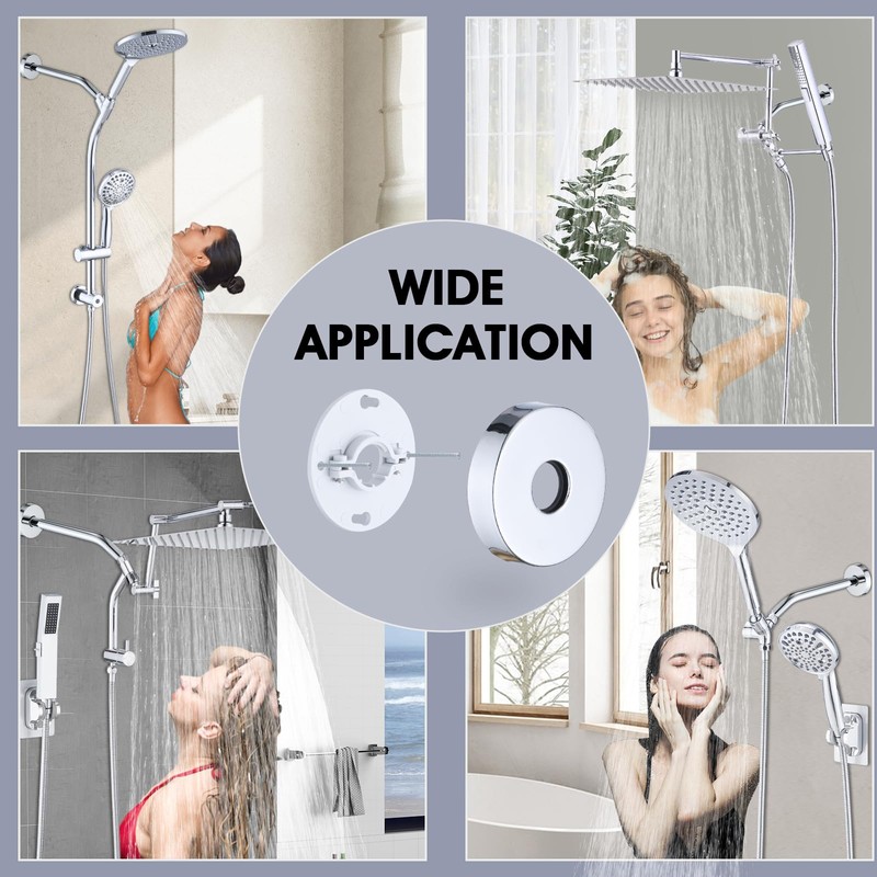 RAINREVIVE 10 Inch Shower Arm with Flange and Stabilizer Bracket,