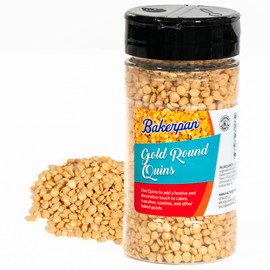 Bakerpan Bakerpan Quins Sprinkles for Cake Decorating - Gold Sprinkles Edible 4 Ounces - Edible Confetti Sprinkles for Cupcakes, Ice Cream, Cookies, Cakes (Made in USA)