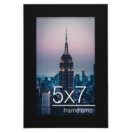 Frame Amo 5x7 Black Modern Picture Frame, 1 inch Border, Acrylic Front, for Wall or Table