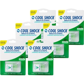 Cool Shock Láminas Refrescantes de aliento sabor yerbabuena. Larga Sensación de Frescura. Sin Azúcar. 24pz. Caja 6 pz