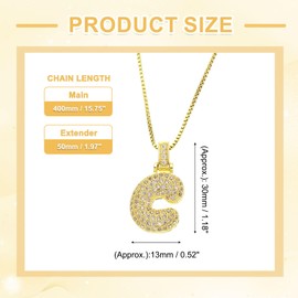 sourcing map Bubble Letter Necklace, Zircon Initial Alphabet Pendant C Necklace for Women, Chunky Letter Necklace for Gift, Gold