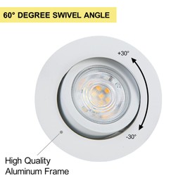 URing LED Recessed Spotlight, Flat, Swivelling, Dimmable, LED Spot with Interchangeable 230 V 5 W 650 LM Warm White 3000 K Module, Hole 68 mm - 76 mm, Recessed Spotlights, Ceiling Spotlights for