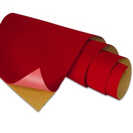 COLOURFUL US Red Self Adhesive Velvet Fabric Sticky Felt Sheets for Art & Crafts, Jewelry Box, Drawer Liners- 2PCS x (17.3 inch x 39.3 inch)