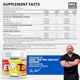 Evogen Evp 3D - Preentrenamiento en Polvo sin Estimulantes para Hombres y Mujeres  Preentrenamiento sin Azcar ni Estimulantes con Beta-alanina y...   