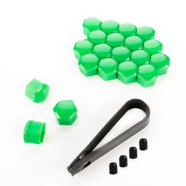 LST Set of 20 Hexagonal Wheel Bolts 17 mm Glossy Green