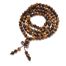 AD Beads Natural Gemstones Buddhist 108 Prayer Healing Beads Mala Stretchy Bracelet Necklace 6mm (Yellow Tiger's Eye)