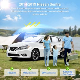 SHINELINERS 8pcs Car Window Shades for Nissan Sentra 2014-2019 Accessories,Windshield Side Rear Full Sunshade,Sun Visor UV Blocking, Privacy Protection and Blackout for Camping Outdoor