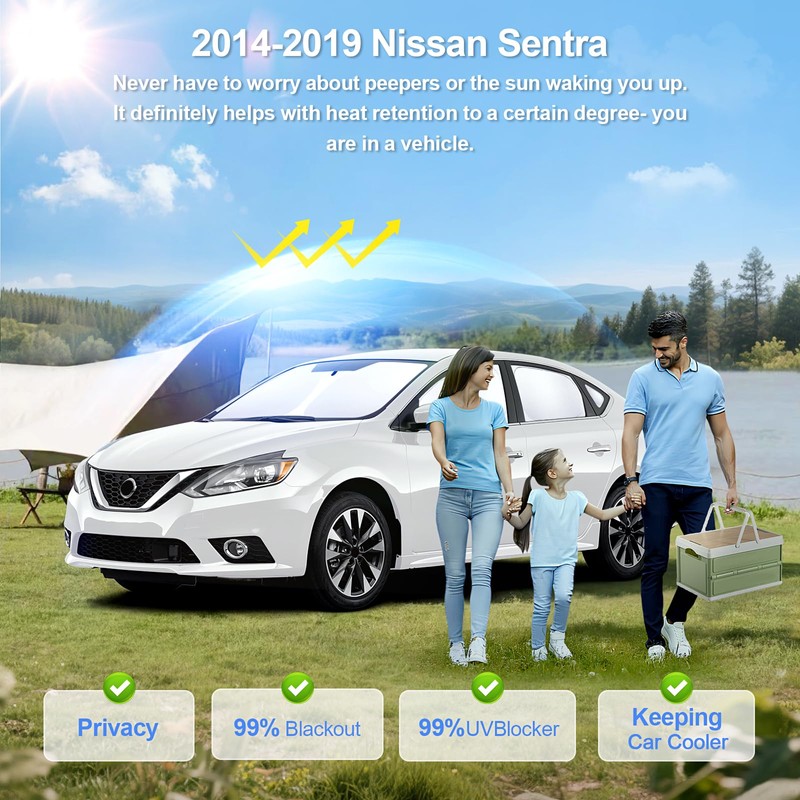 SHINELINERS 8pcs Car Window Shades for Nissan Sentra 2014-2019 Accessories,Windshield