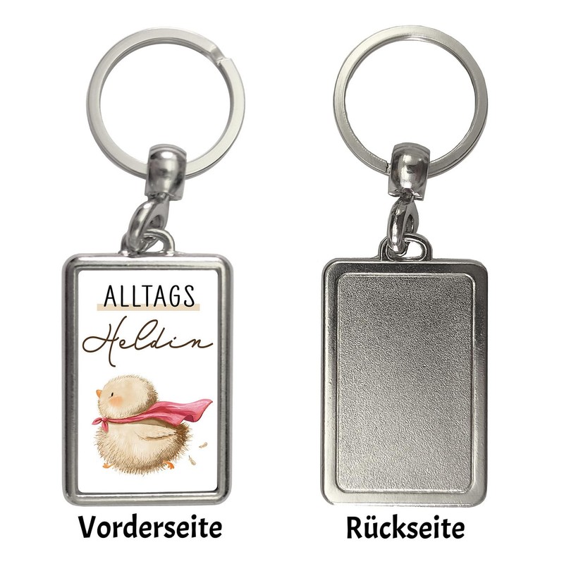 speecheese Chick Keyring with Saying Everyday Hero Gift Chicken Duck