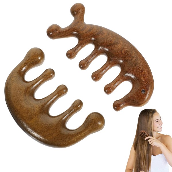 Pack of 2 Massage Combs, Head Massage, Massage Wood, Scalp