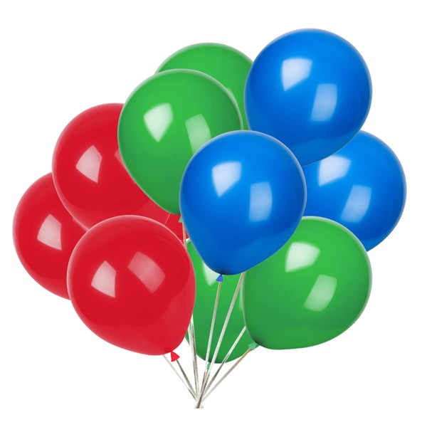 KADBANER Green Red Blue Balloons,100-Pack,12-Inch Latex Balloons