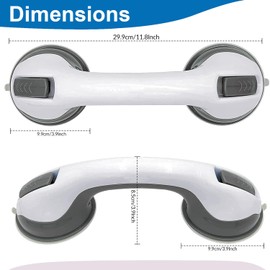 Airdminystion Shower Handle Grab Bars for Bathtubs and Showers, Heavy Duty Shower Handle Removable Shower Handrails for Seniors and Elderly, Bathroom Safety Grip No Drilling Waterproof Grey