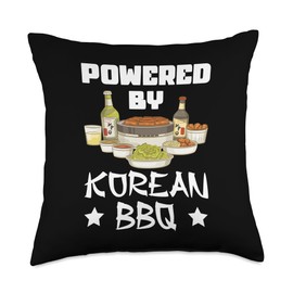 Powered by Korean BBQ K-BBQ Lover Korea Foodie Cuisine Throw Pillow