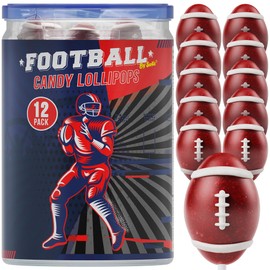 Football Lollipops 12pk- Raspberry Football Candy For Football Party Favors & Party Supplies - Football Suckers&Treats Ideal Football Food - Snacks For Sports