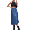NIGHTMISS Womens High Waisted Washed Button Front Denim Long Skirt
