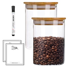 AEFPOYMXU 2 PCS 100FL OZ Large Glass Jar with Bamboo Lid Flour and Sugar Containers set of 2 with Airtight Lid Glass Food Storage Canister for Coffee, Rice, Dry Food,Oat, Nuts, Candy, Cereal,Spice
