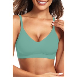 Vertvie Womens Seamless Bra No Underwire Comfort Push Up Bras Buttery Soft Wireless Bralette Full Coverage Sport Everyday Bra(Mint Green,XX-Large)