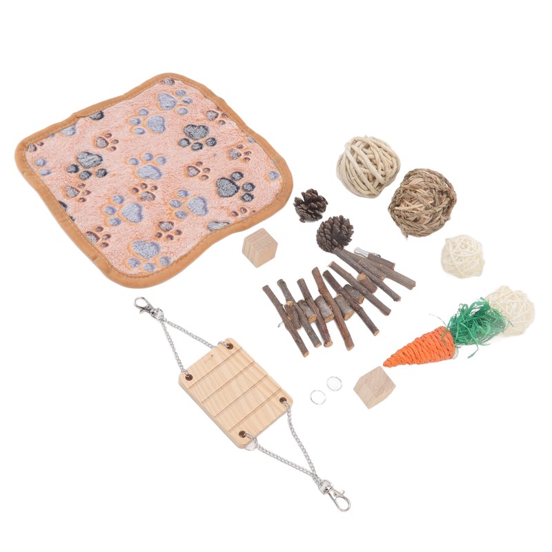 12Pcs Hamster Toy Set Natural Safe Hand Woven Teeth Grinding