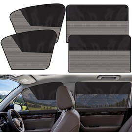 Car Side Window Sun Shades, 4 Pcs Magnetic Car Window Covers for Baby, Half Blackout & Half See-Through Privacy Curtains, Light Blocking&UV Protection Window Screen for Camp, Travel, Nap